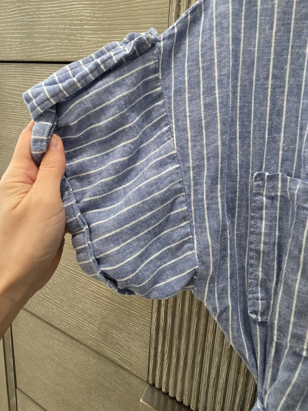 Zara Blue & White Striped Linen Blend Romper | XS